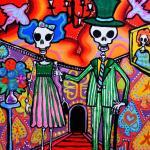 Day Of The Dead Wedding Couple - Mexican Folk Art..